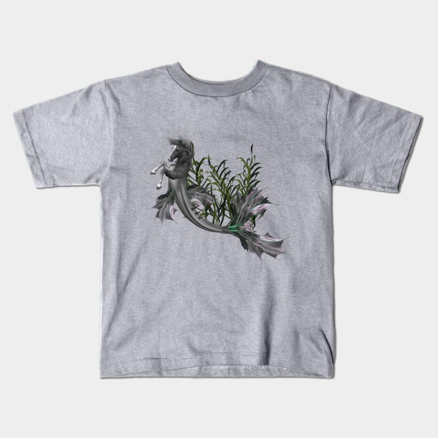 Awesome seahorse in the deep ocean Kids T-Shirt by Nicky2342